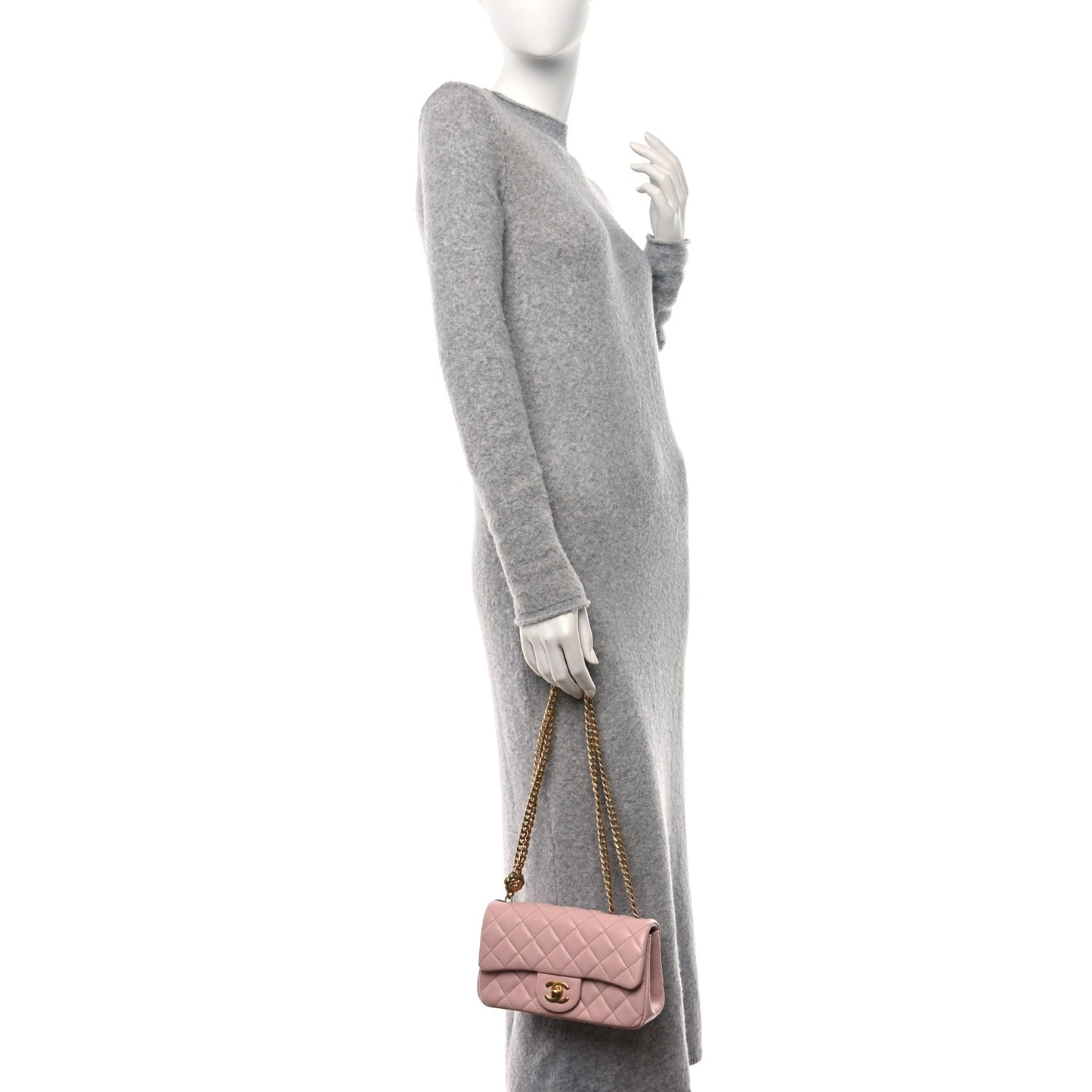 Lambskin Quilted Camellia Crush Mini Rectangular Flap Pink
