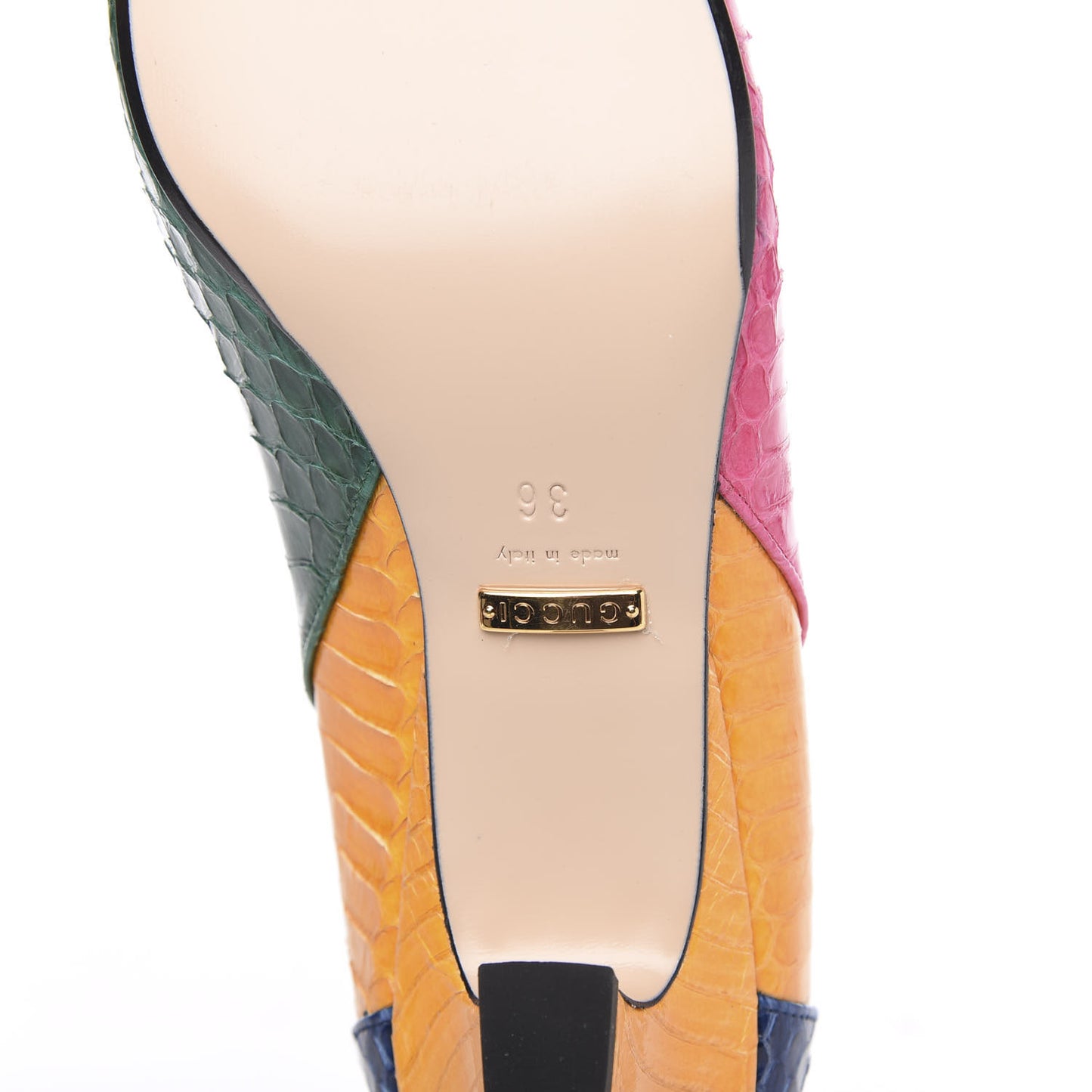Snakeskin Crystal Double G Pumps 36 Pink