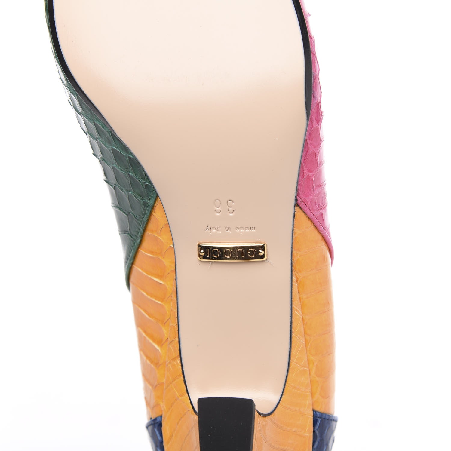 Gucci Snakeskin Crystal Double G Pumps 36 Pink 7 of 9