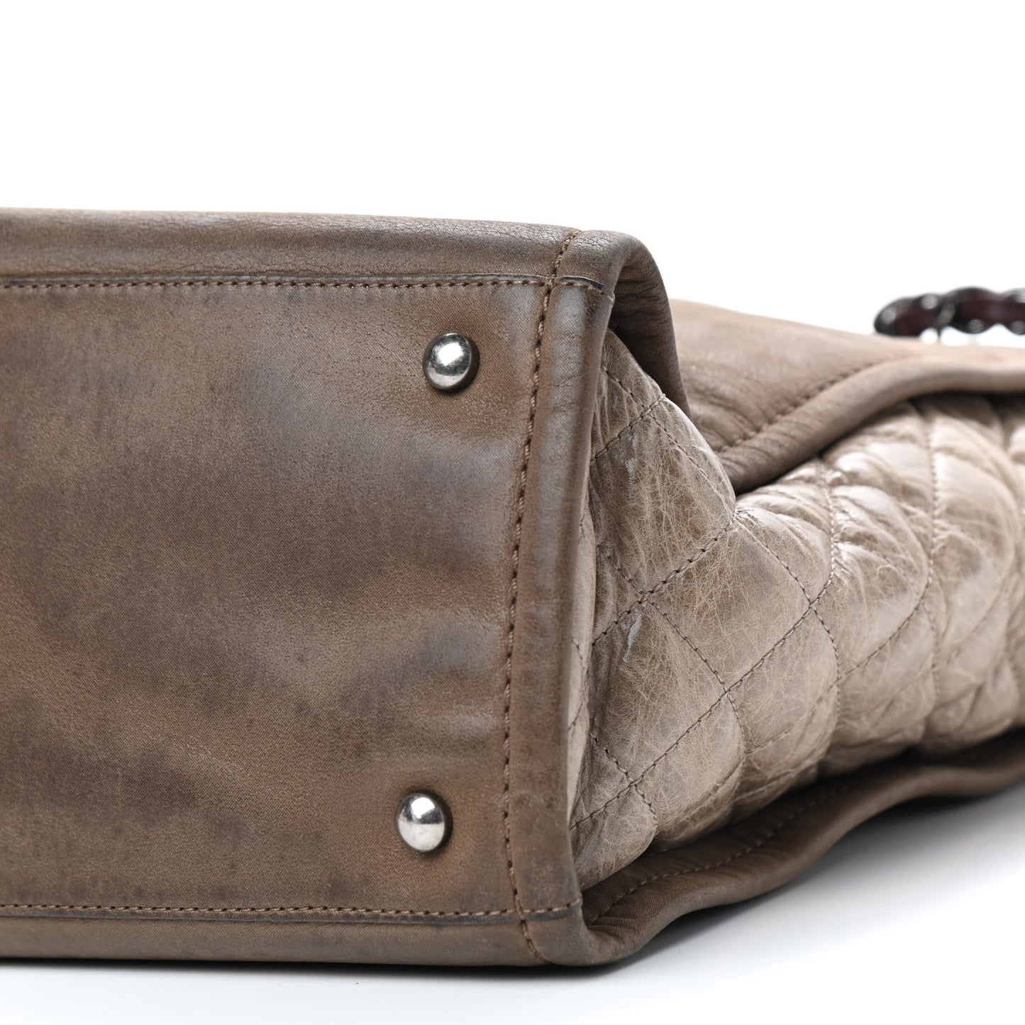 Iridescent Calfskin In The Mix Tall Tote Khaki