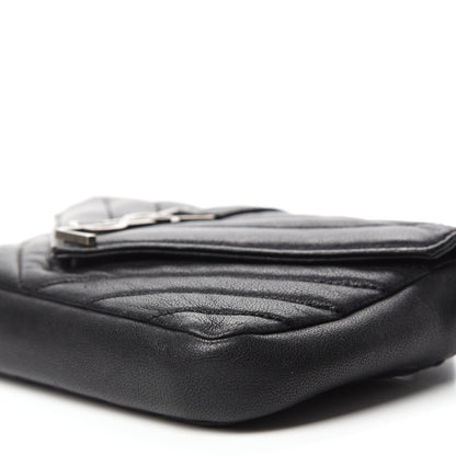 Saint Laurent Sheepskin Matelasse Chevron Monogram College Chain Wallet Black 7 of 9