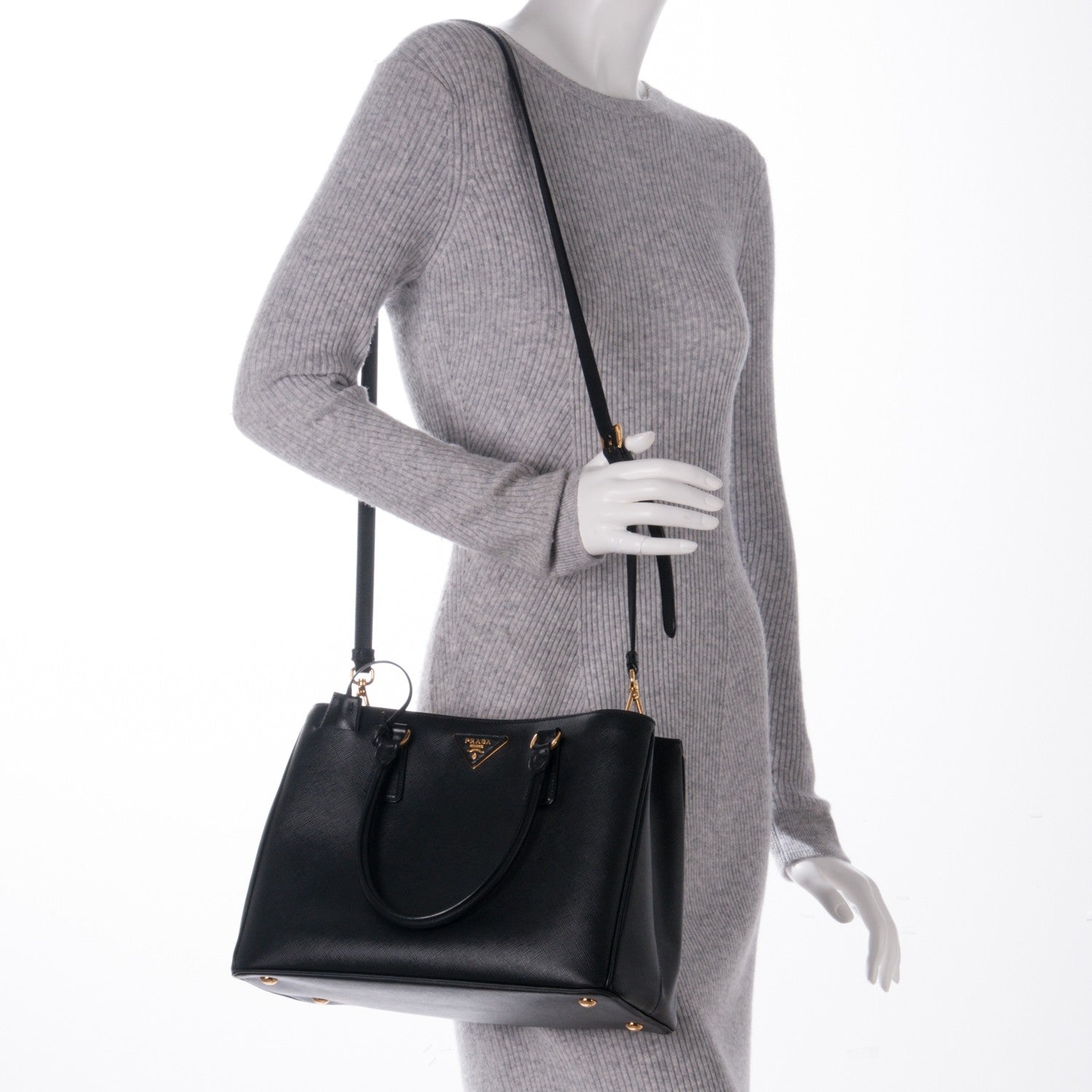 Prada Saffiano Lux Medium Tote Nero Black 3 of 8