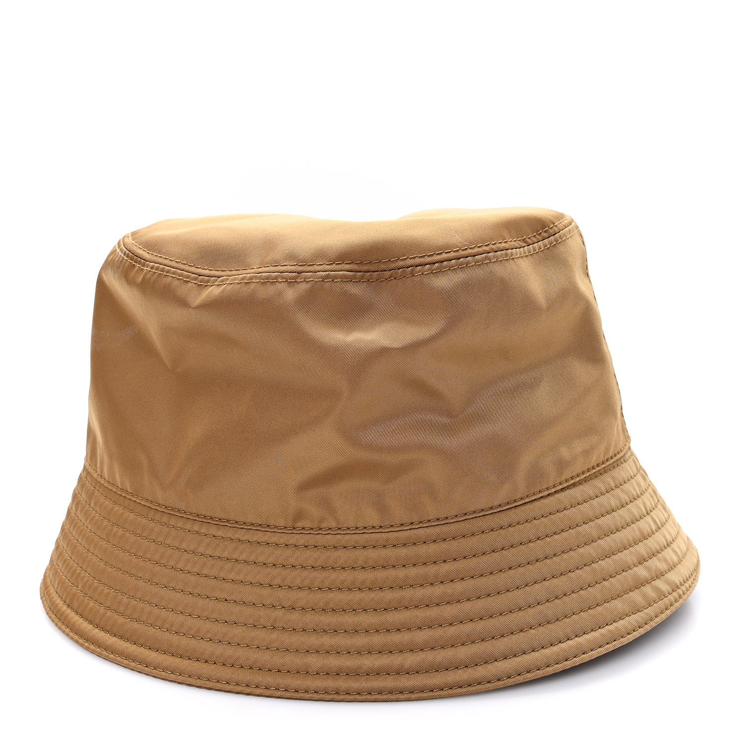 Prada Re-Nylon Metal Triangle Logo Mens Bucket Hat L Tabacco