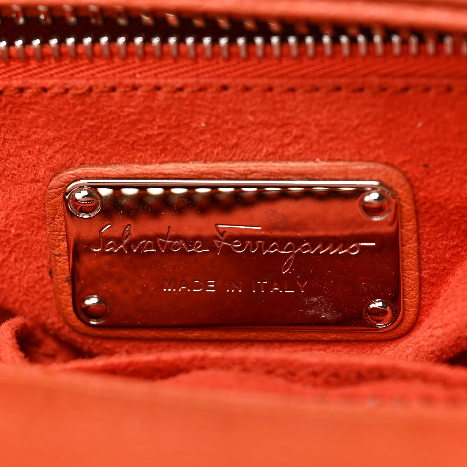 Salvatore Ferragamo Calfskin Small Verve Double Zip Tote Orange 5 of 8