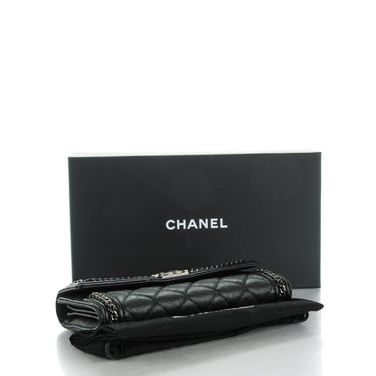 Chanel Calfskin Quilted Boy Chain Around Flap Wallet Black 4 of 7