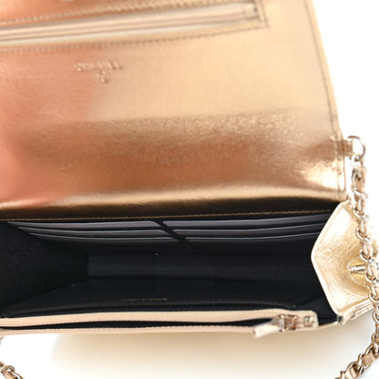 Chanel Hammered Metallic Calfskin Quilted Wallet On Chain WOC Gold 4 of 11