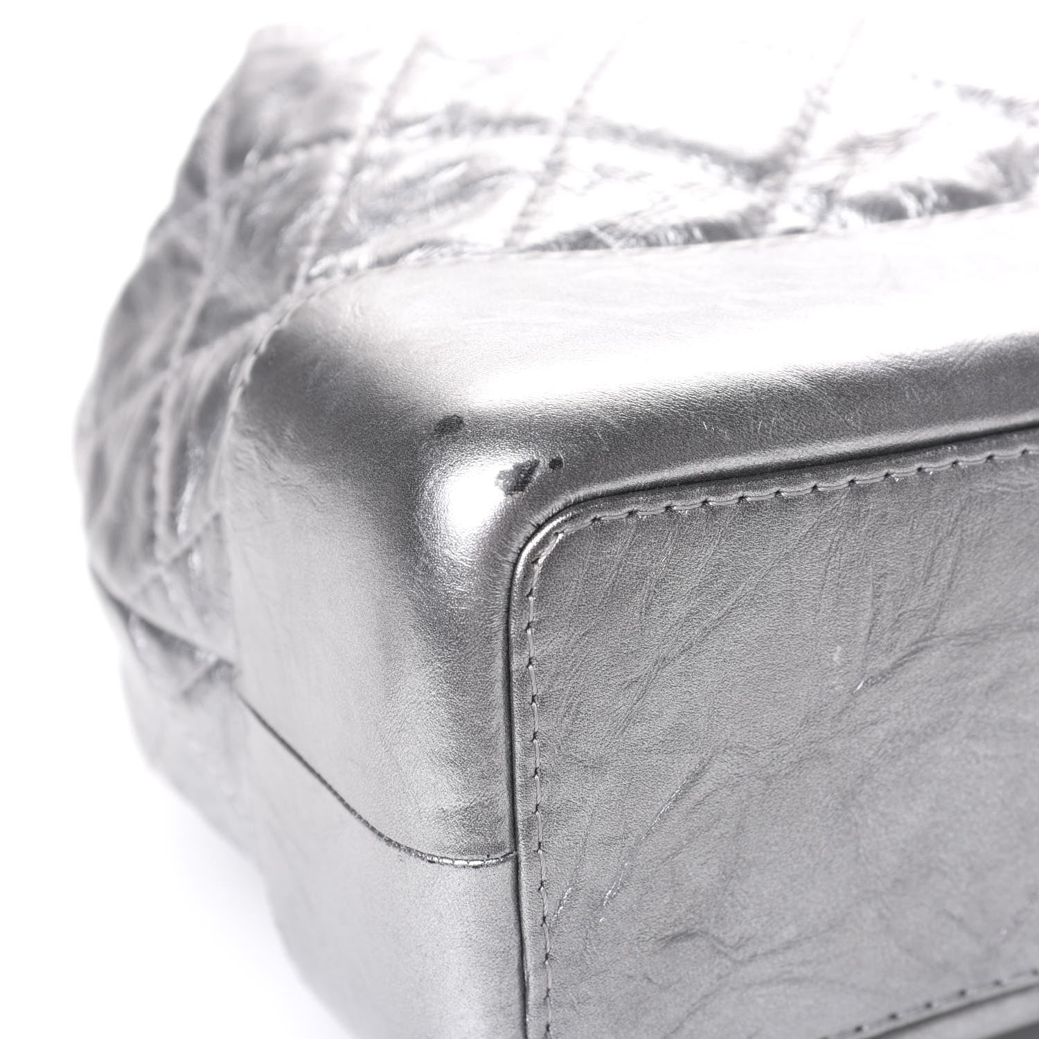 Chanel Metallic Crumpled Calfskin Quilted Gabrielle Backpack Silver 7 of 13