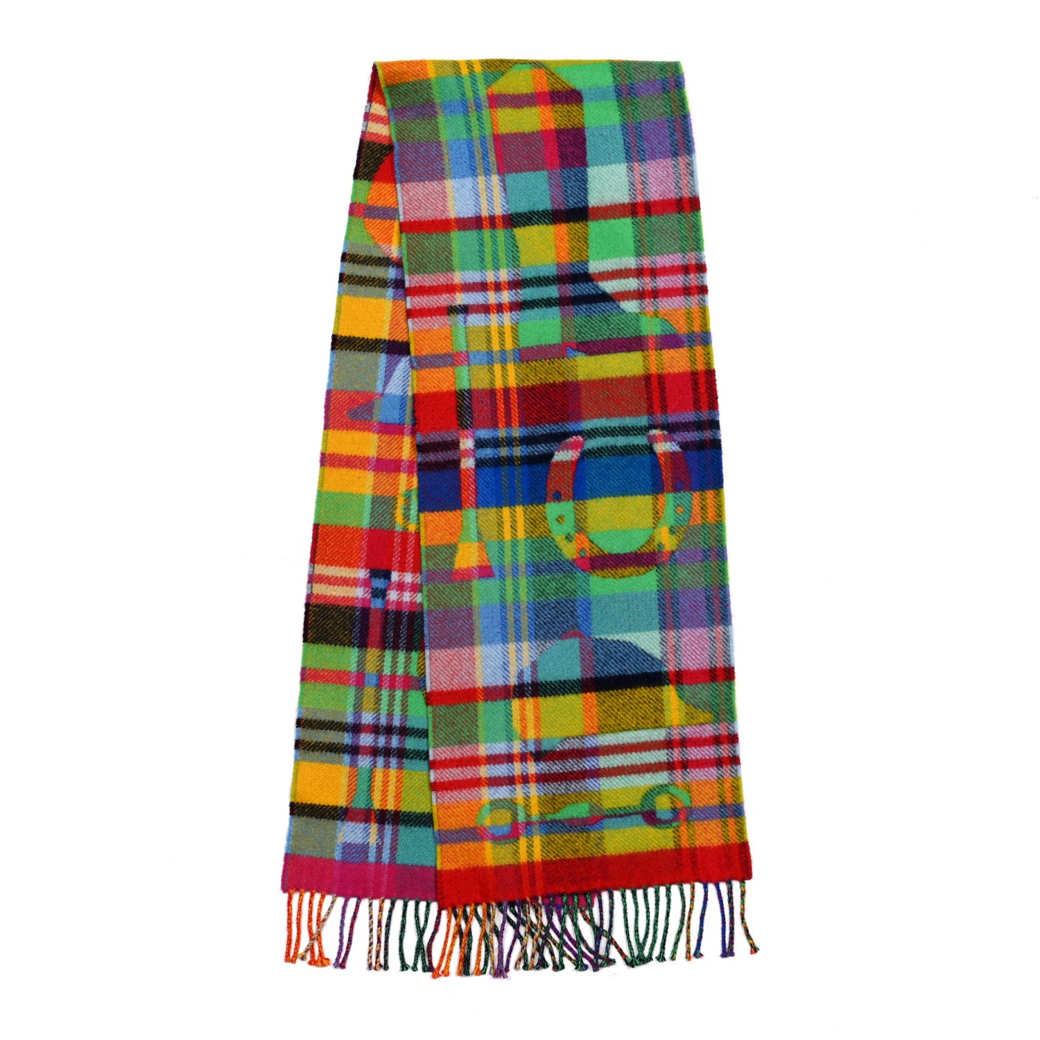 Hermes Cashmere HER-MES Tartan Muffler 2 of 3
