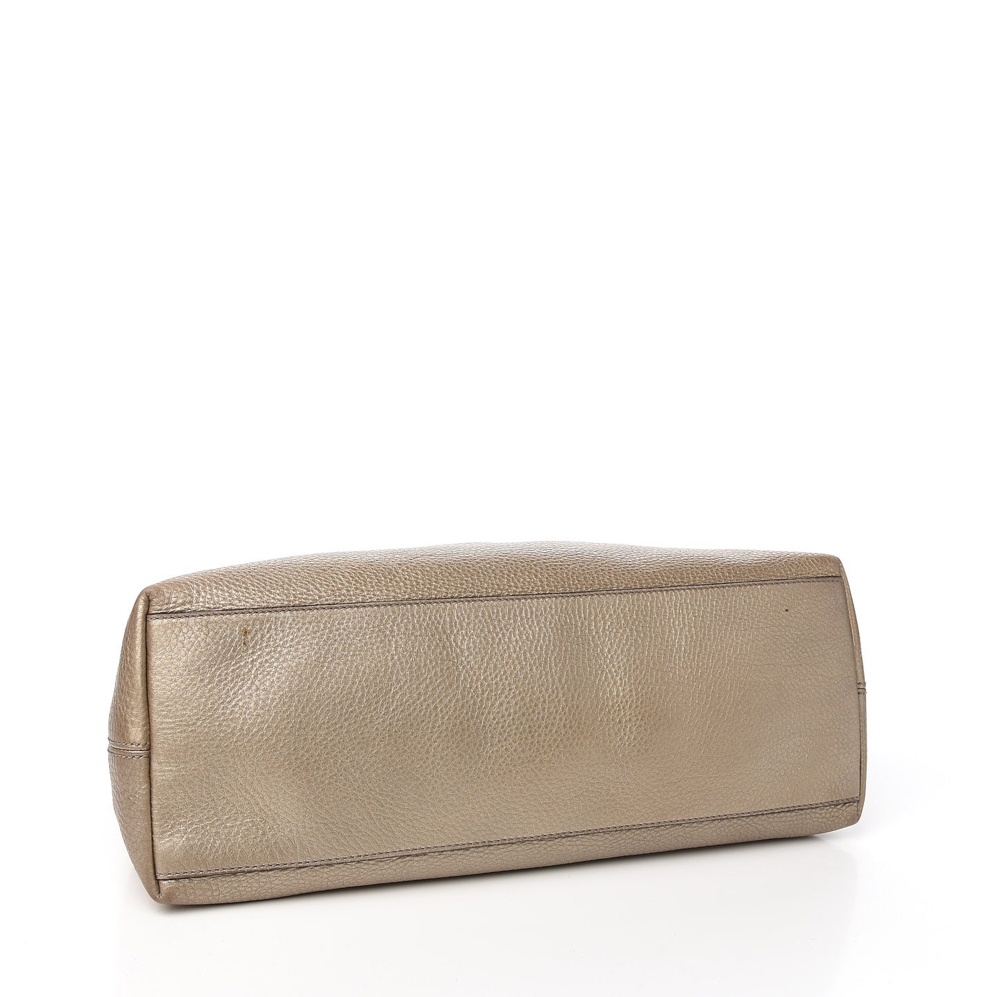 Metallic Pebbled Calfskin Medium Soho Chain Shoulder Bag Golden Beige