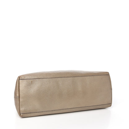 Gucci Metallic Pebbled Calfskin Medium Soho Chain Shoulder Bag Golden Beige 3 of 17