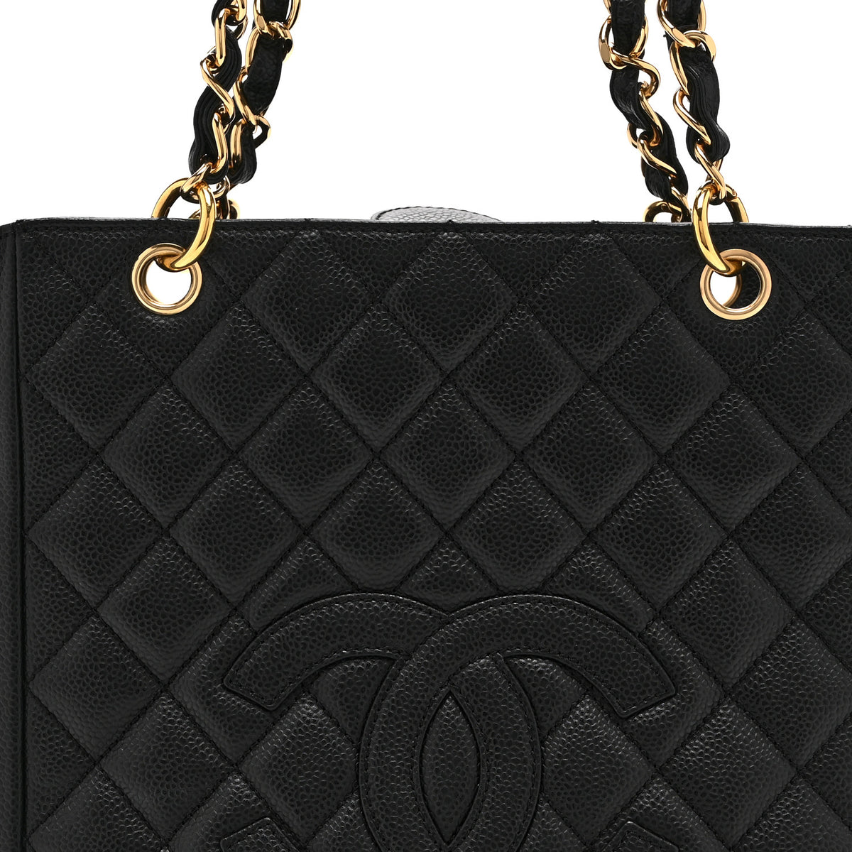 Caviar Quilted Petit Shopping Tote PST Black