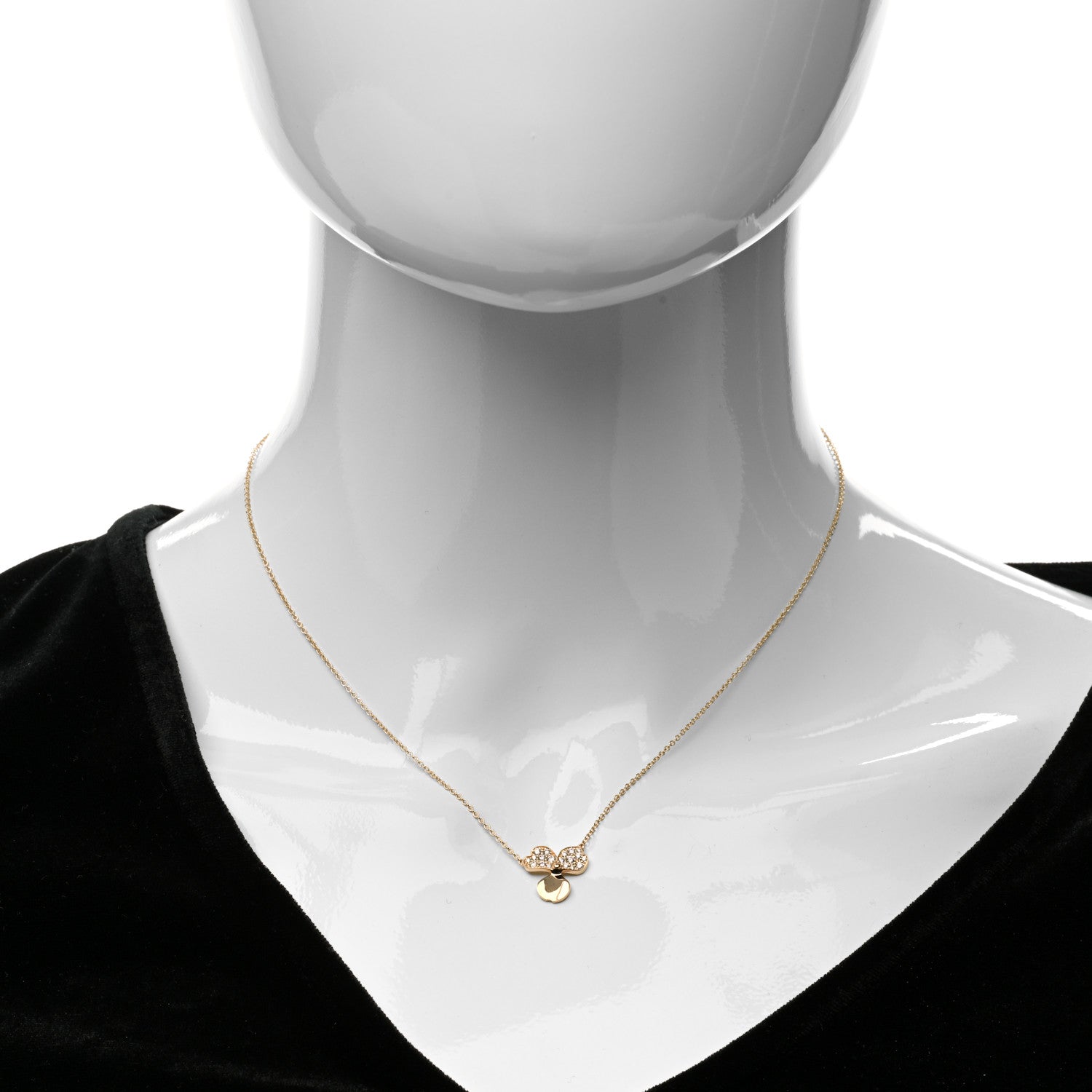Tiffany 18K Rose Gold Diamond Paper Flowers Pendant Necklace 2 of 6