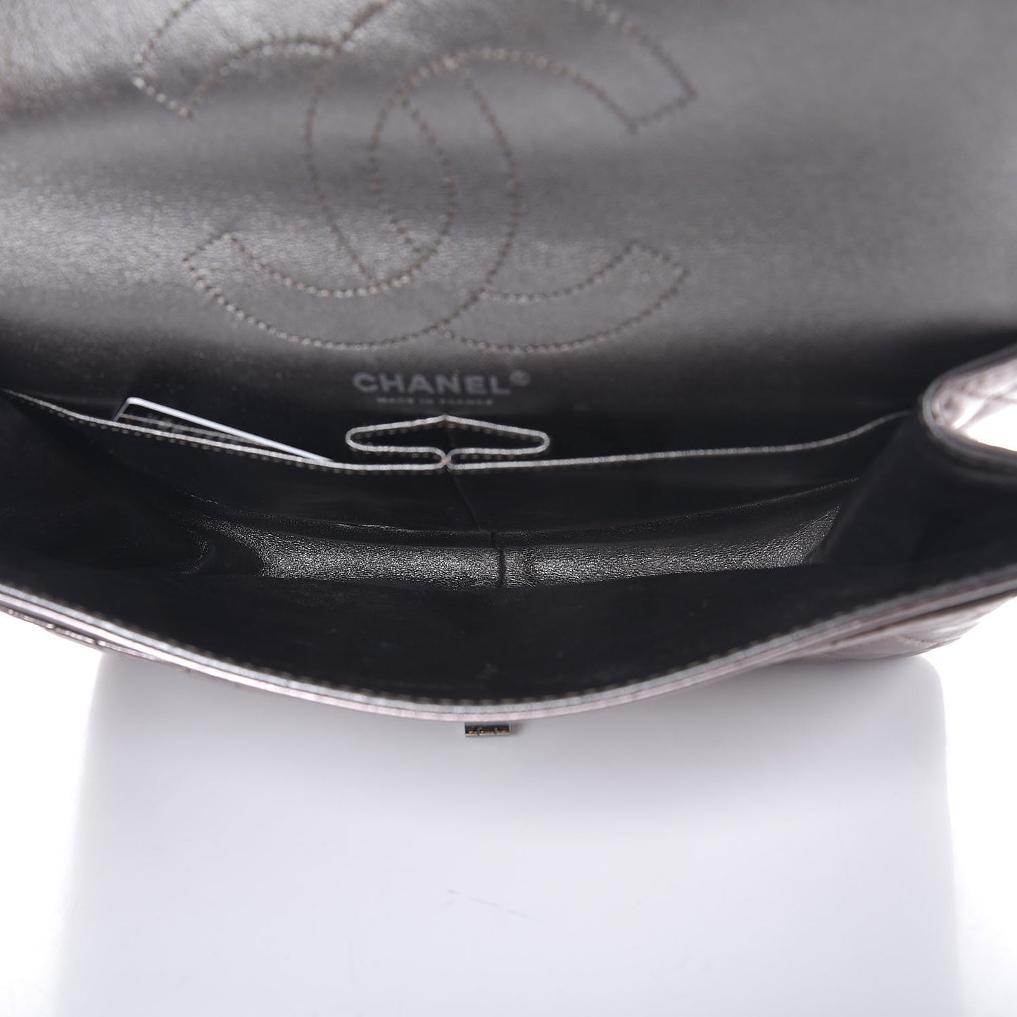 Metallic Aged Calfskin Quilted 2.55 Reissue 226 Flap Dark Silver