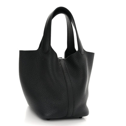 Hermes Taurillon Clemence Monochrome Picotin Lock 18 PM Black 2 of 12