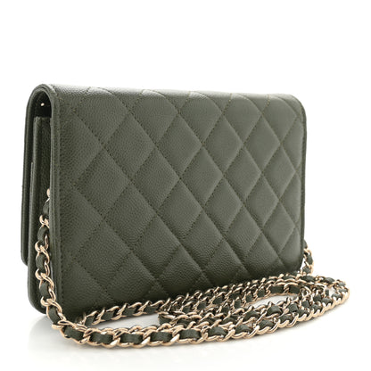 Chanel Caviar Quilted Multi Chain Wallet On Chain WOC Khaki 3 of 11