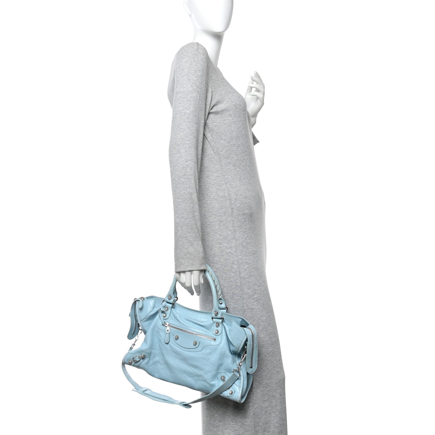 Balenciaga Agneau Giant 12 Silver Hardware City Bleu Dragee 2 of 11