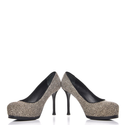 Saint Laurent Pony Hair Tribtoo 80 Pumps 39.5 Black White 6 of 10