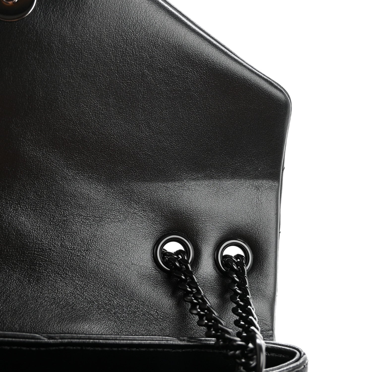 Saint Laurent Calfskin Y Quilted Monogram Monochrome Small Loulou Chain Satchel Black 11 of 12