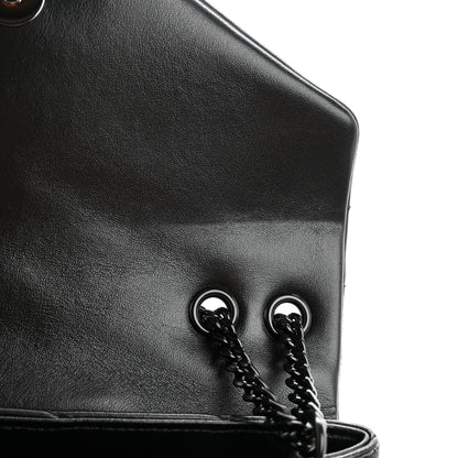 Saint Laurent Calfskin Y Quilted Monogram Monochrome Small Loulou Chain Satchel Black 11 of 12