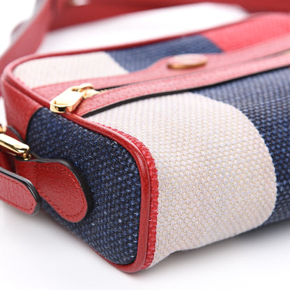 Gucci Canvas Sylvie Stripe Mini Ophidia Camera Bag Mystic White Hibiscus Red Maritime 8 of 11