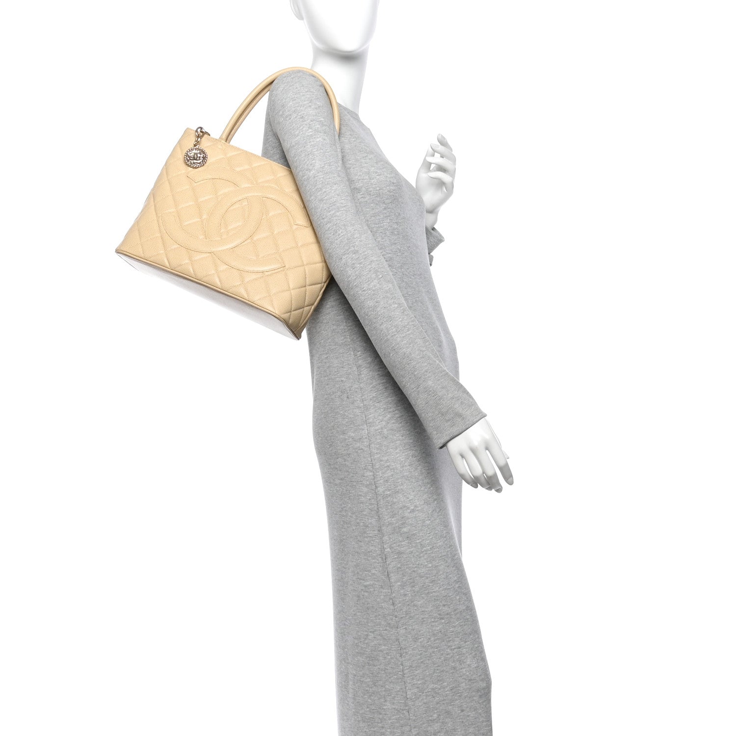 Chanel Caviar Quilted Medallion Tote Beige 2 of 14