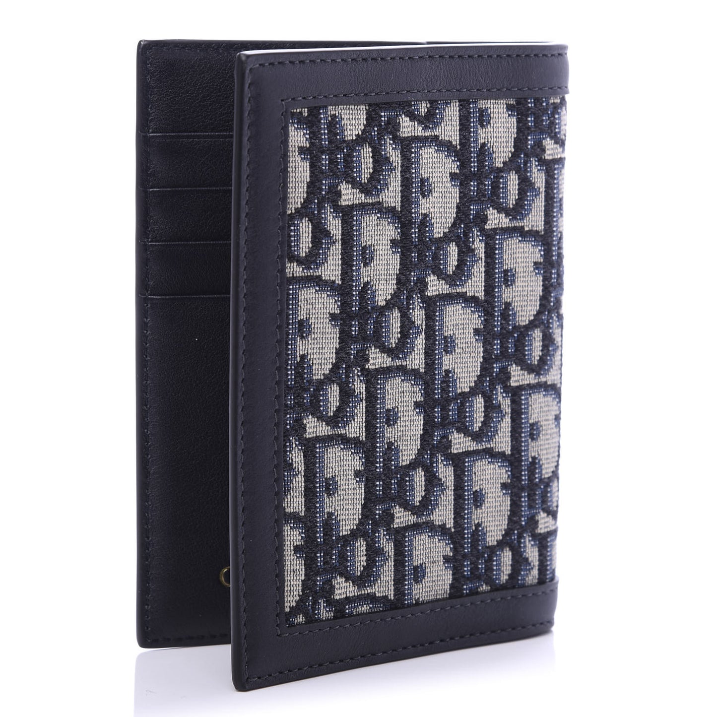 Calfskin Oblique Passport Holder Blue