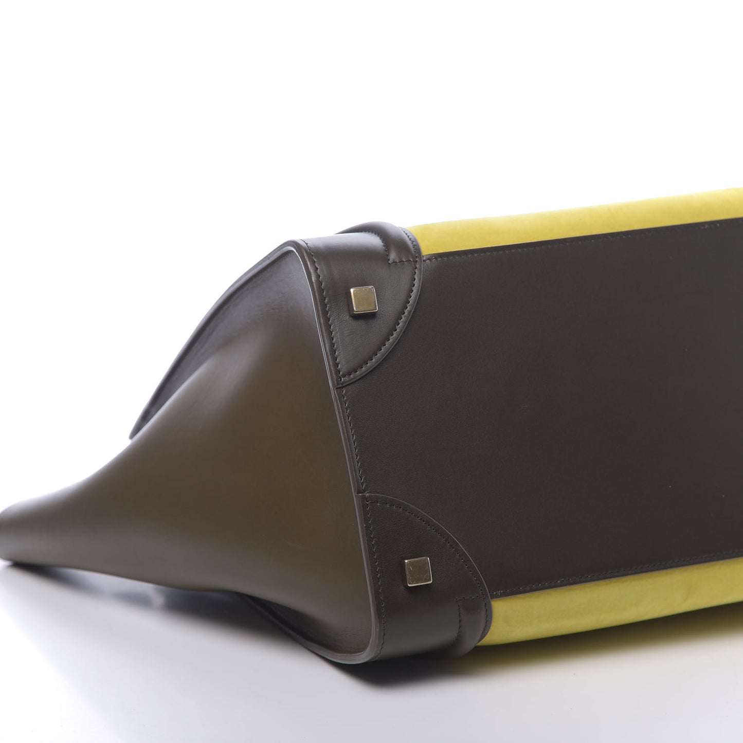 Nubuck Smooth Calfskin Mini Tri-Color Luggage Chartreuse