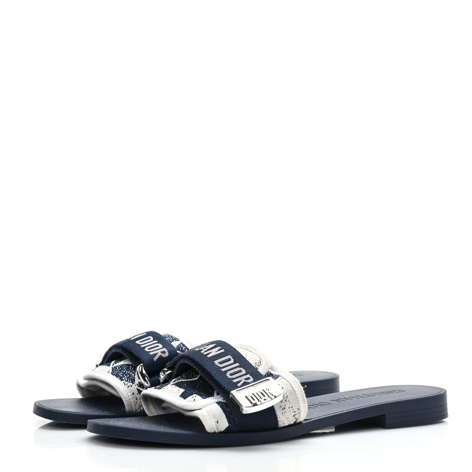 Christian Dior Canvas Fabric Dio(r)evolution Slide Sandals 37 Deep Blue 3 of 7