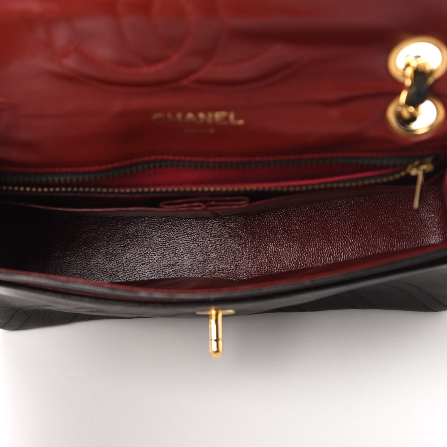 Lambskin Stitched Small Single Flap Black