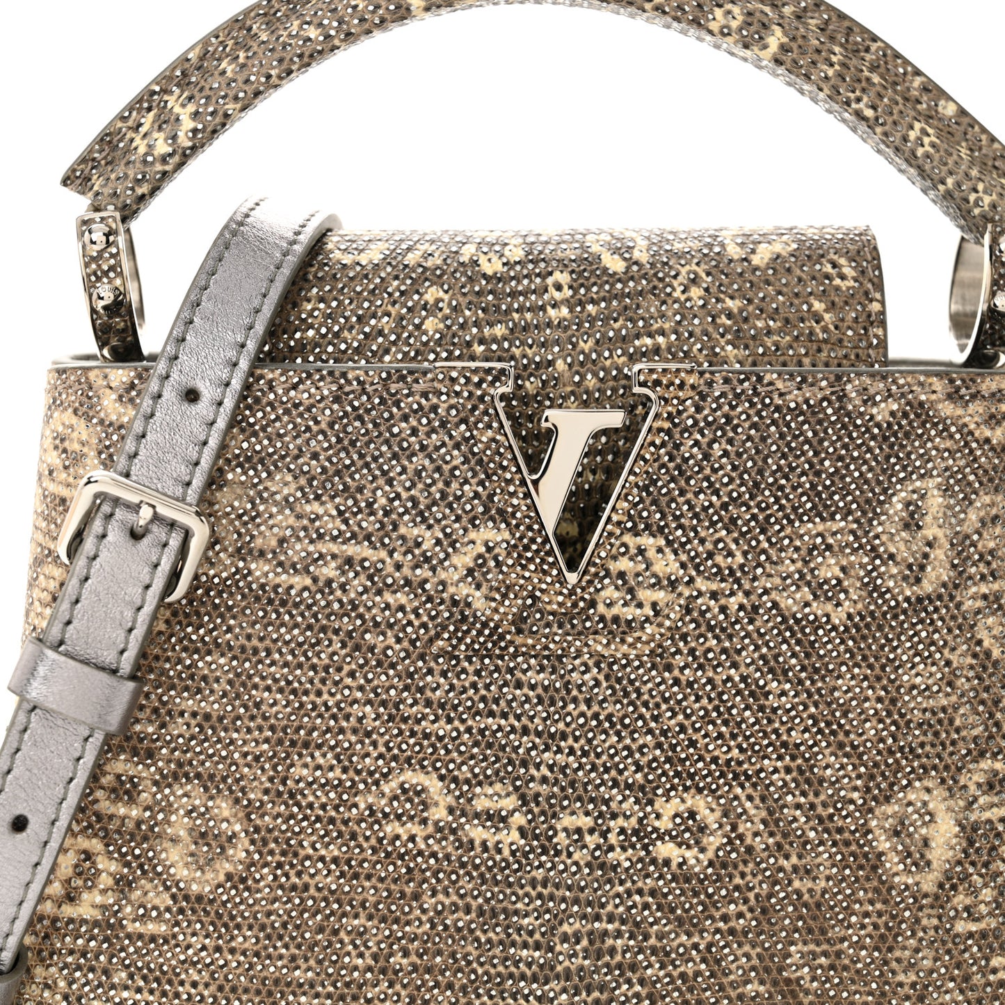 Lizard Mini Capucines Argento
