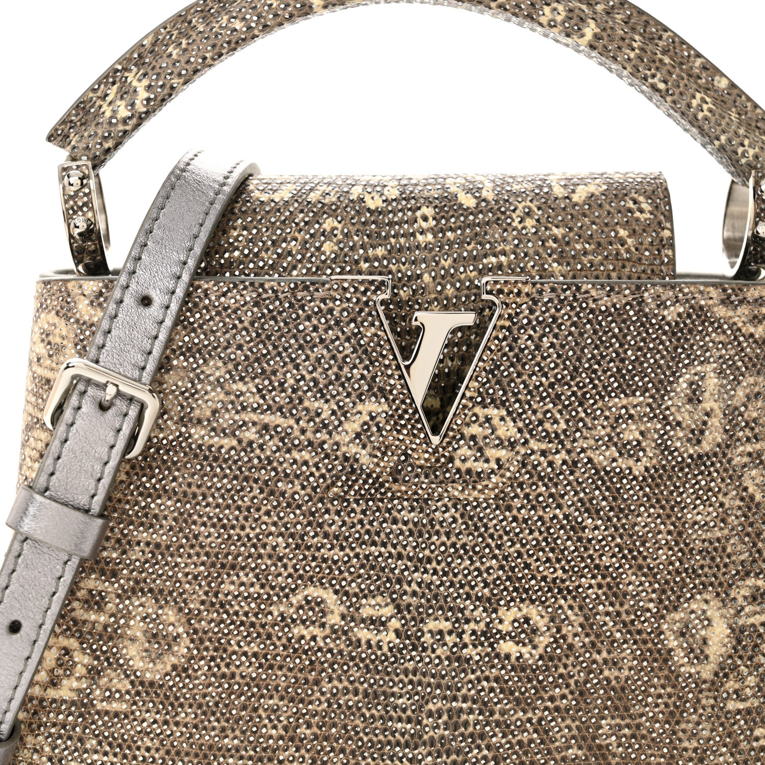 Louis Vuitton Lizard Mini Capucines Argento 8 of 10
