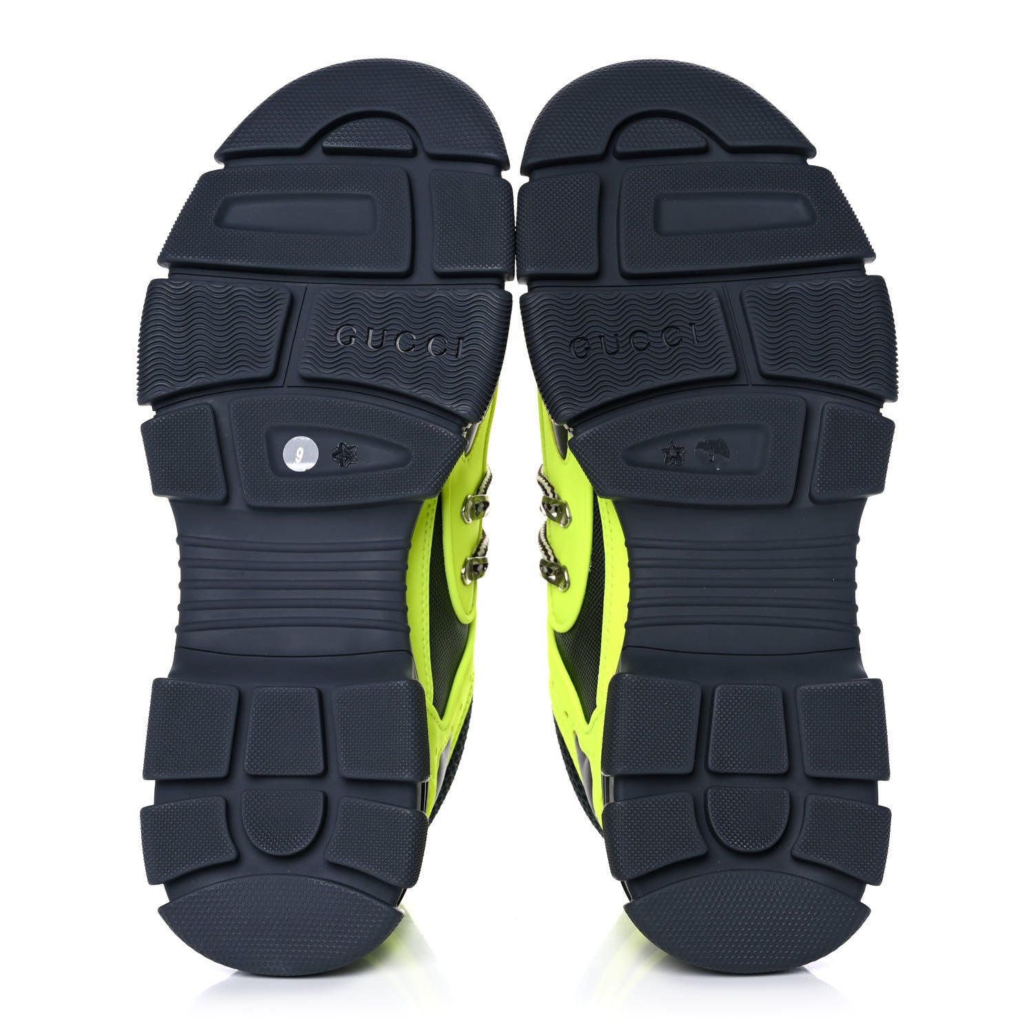 Gucci X SEGA Mesh Technical Canvas Calfskin Reflective Mens Flashtrek Sneakers 9 Neon Yellow Lotus 5 of 9