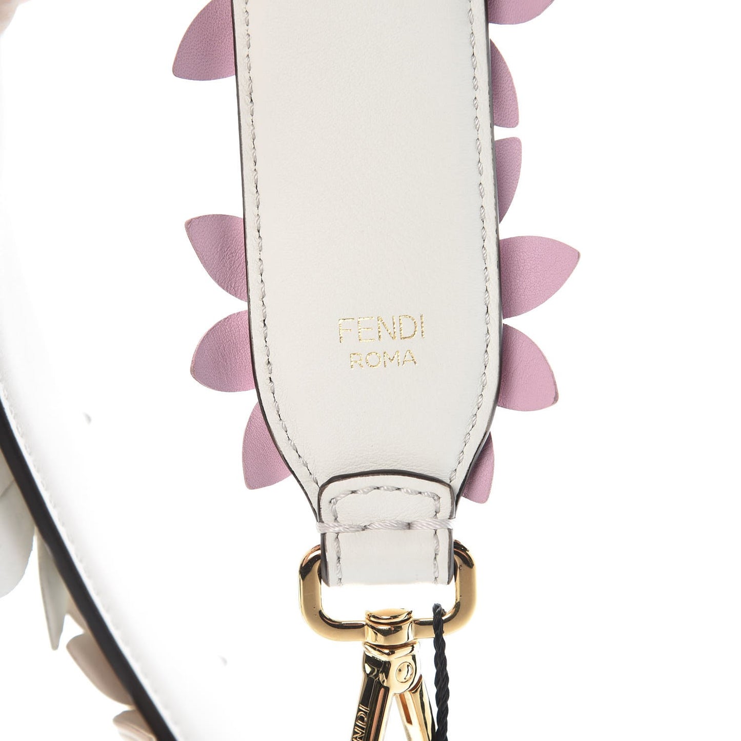 Calfskin Studded Floral Strap You White Lavender Peony
