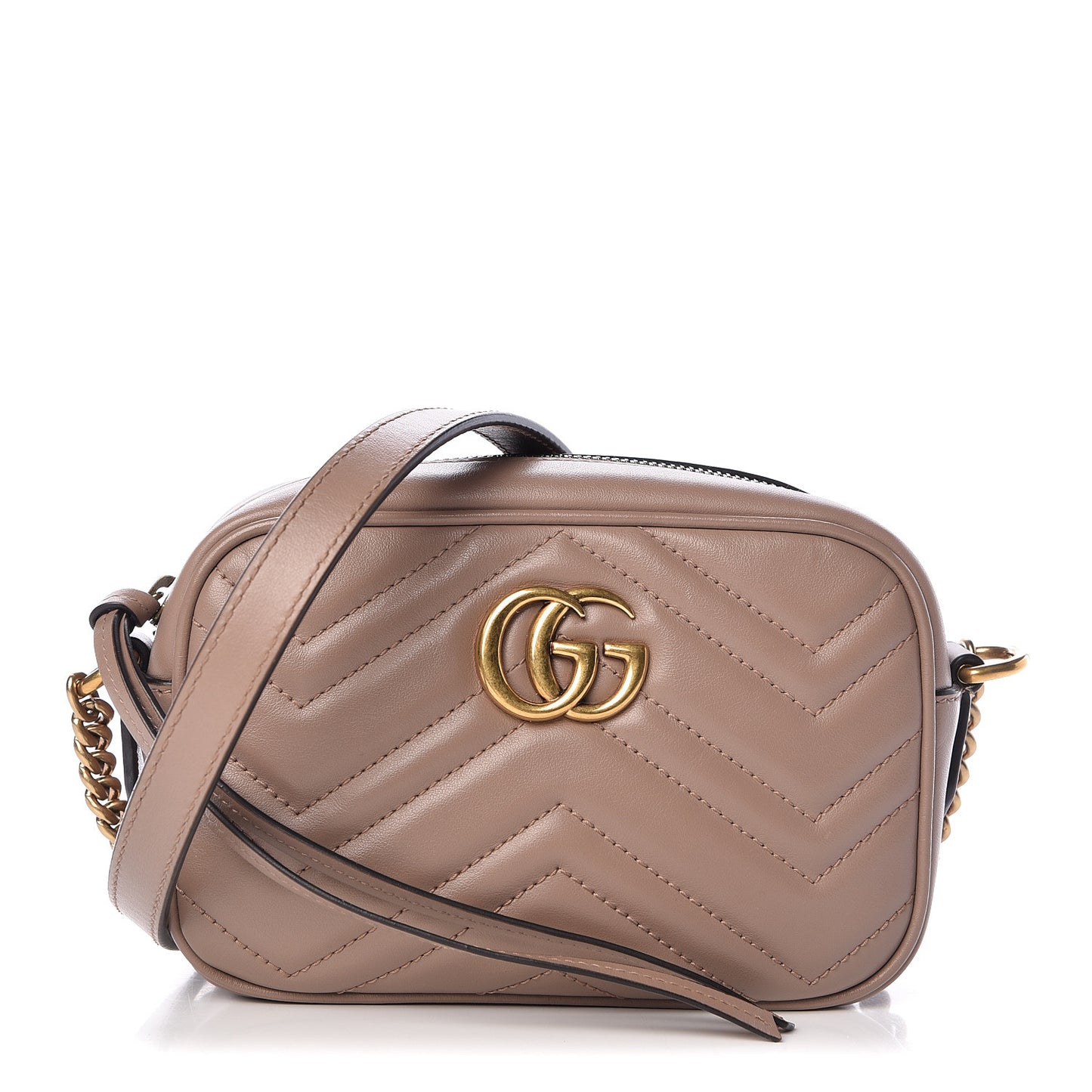 Calfskin Matelasse Mini GG Marmont Chain Shoulder Bag Porcelain Rose