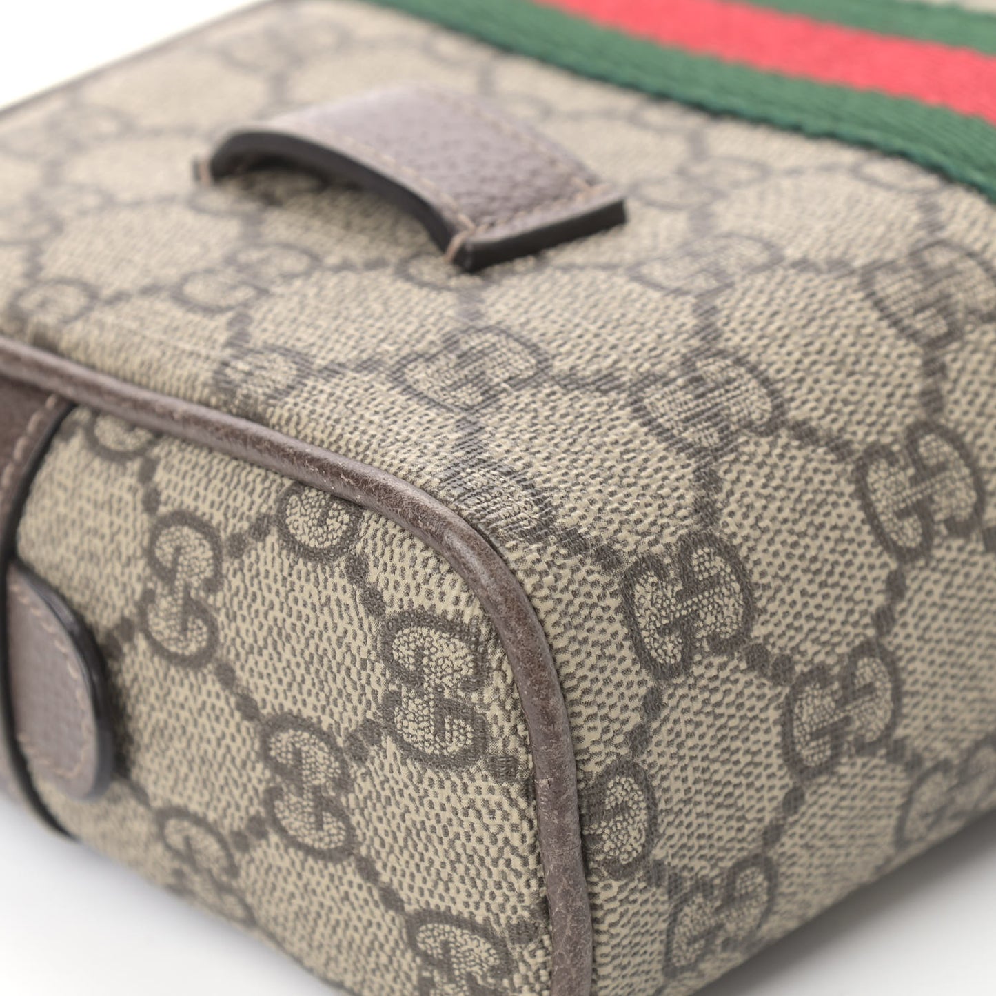 GG Supreme Monogram Web Small Ophidia Belt Bag 75 30 Dark Brown