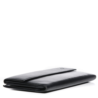Chanel Goatskin Camellia Embossed Flap Wallet Black 4 of 8