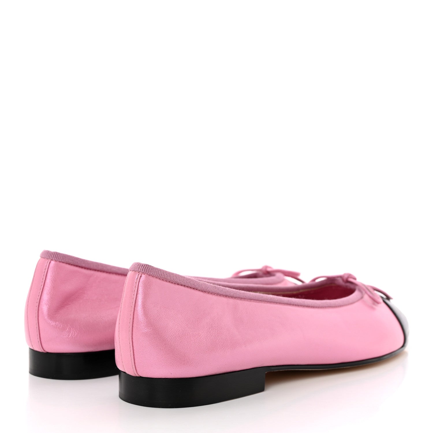 Chanel Laminated Crumpled Lambskin Cap Toe CC Ballerina Flats 39 Pink Black 4 of 10
