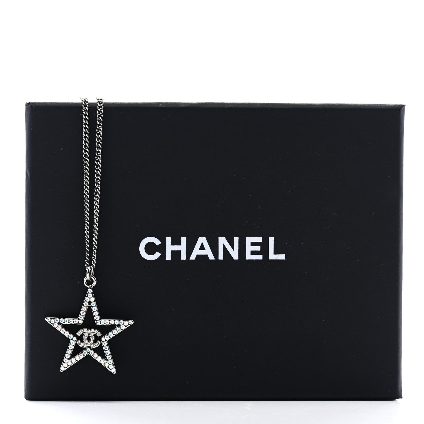Crystal Star CC Pendant Necklace Silver