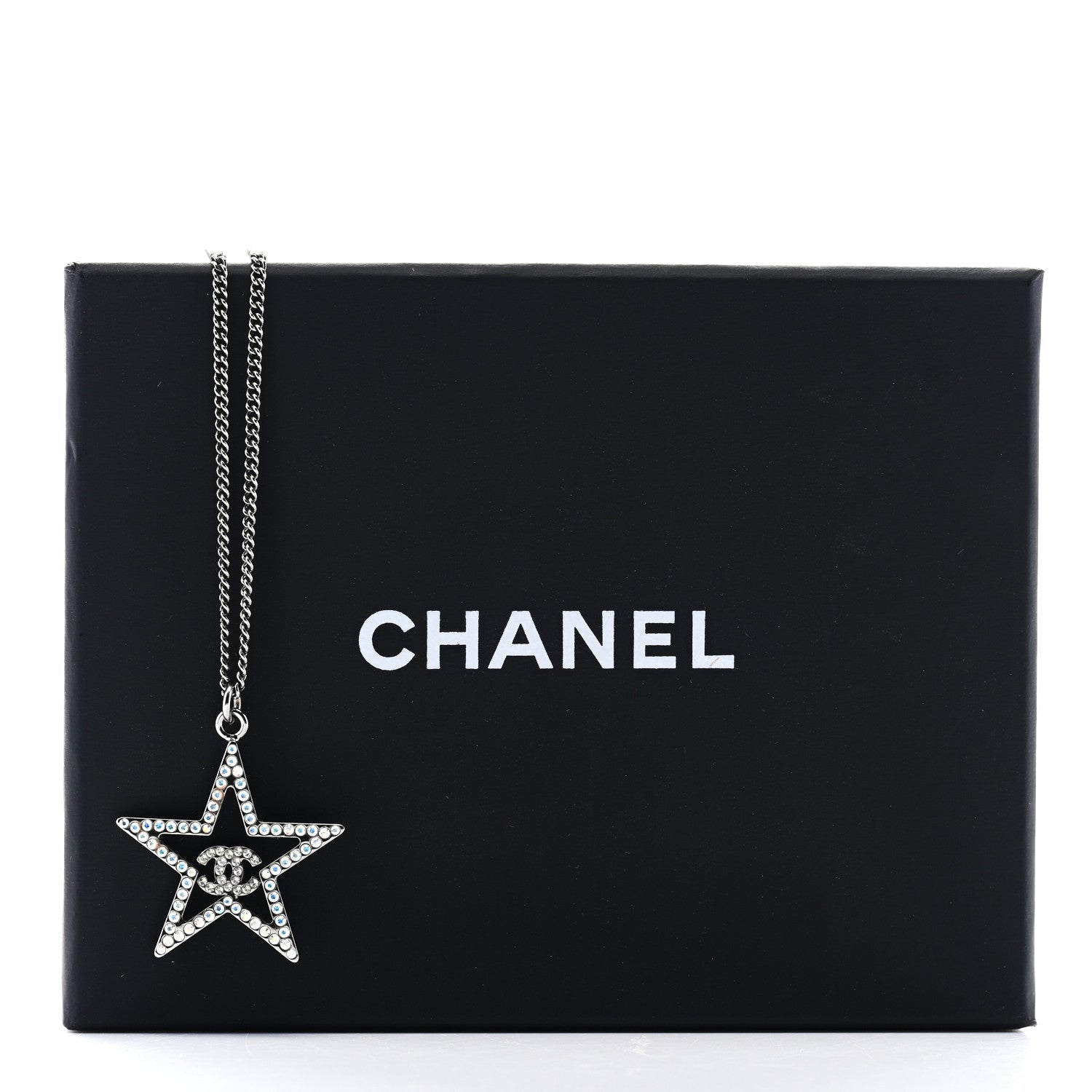 Chanel Crystal Star CC Pendant Necklace Silver 5 of 5
