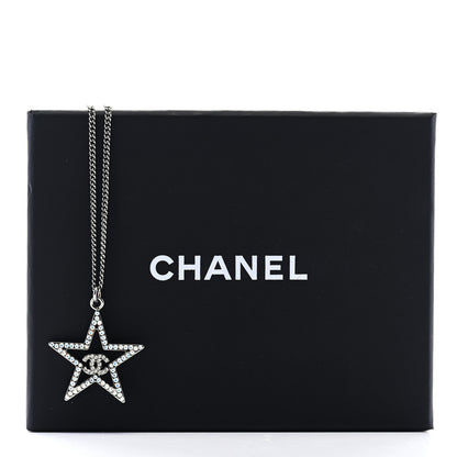 Chanel Crystal Star CC Pendant Necklace Silver 5 of 5