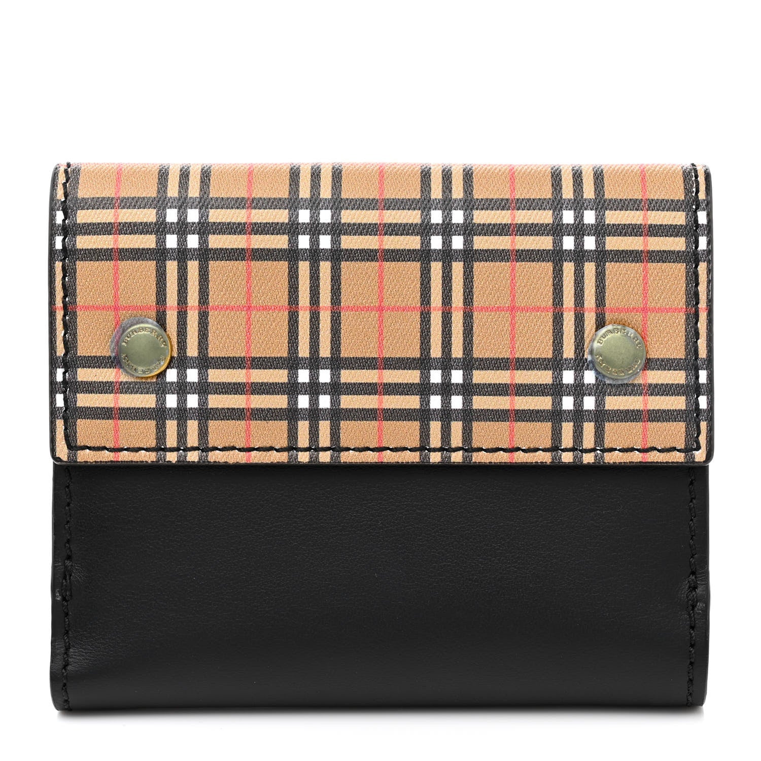 Burberry Mini Vintage Check Luna French Wallet Black 1 of 11