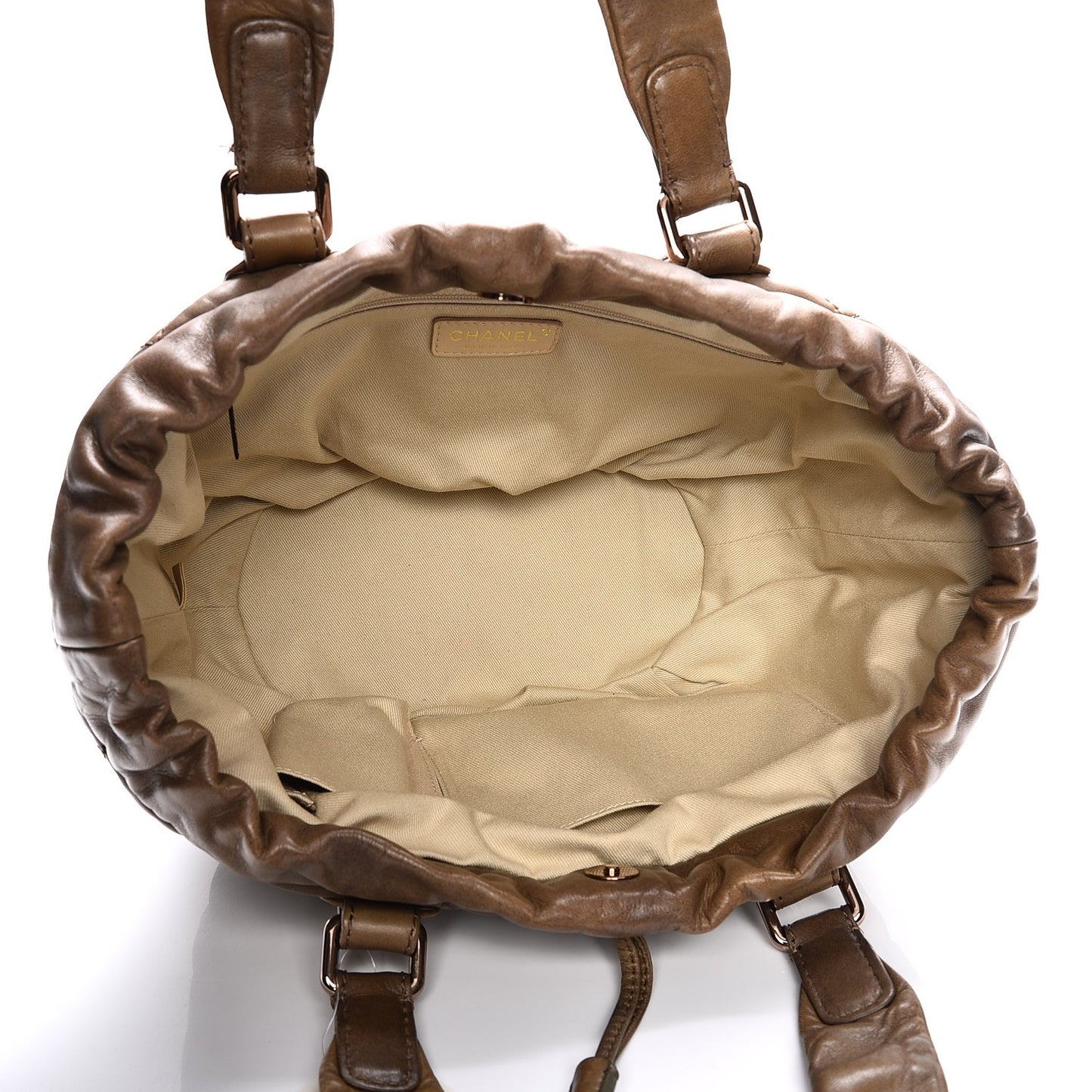 Lambskin Quilted Cloudy Bundle East West Tote Beige