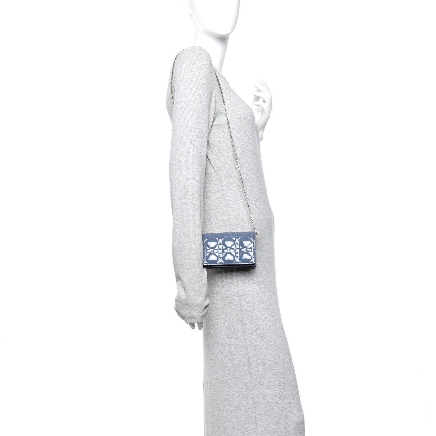 Patent Cannage Mini Waist Pouch On Chain Cloud Blue