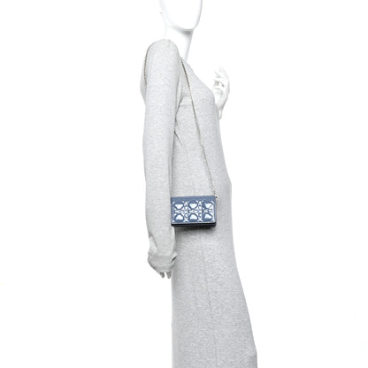 Christian Dior Patent Cannage Mini Waist Pouch On Chain Cloud Blue 2 of 11
