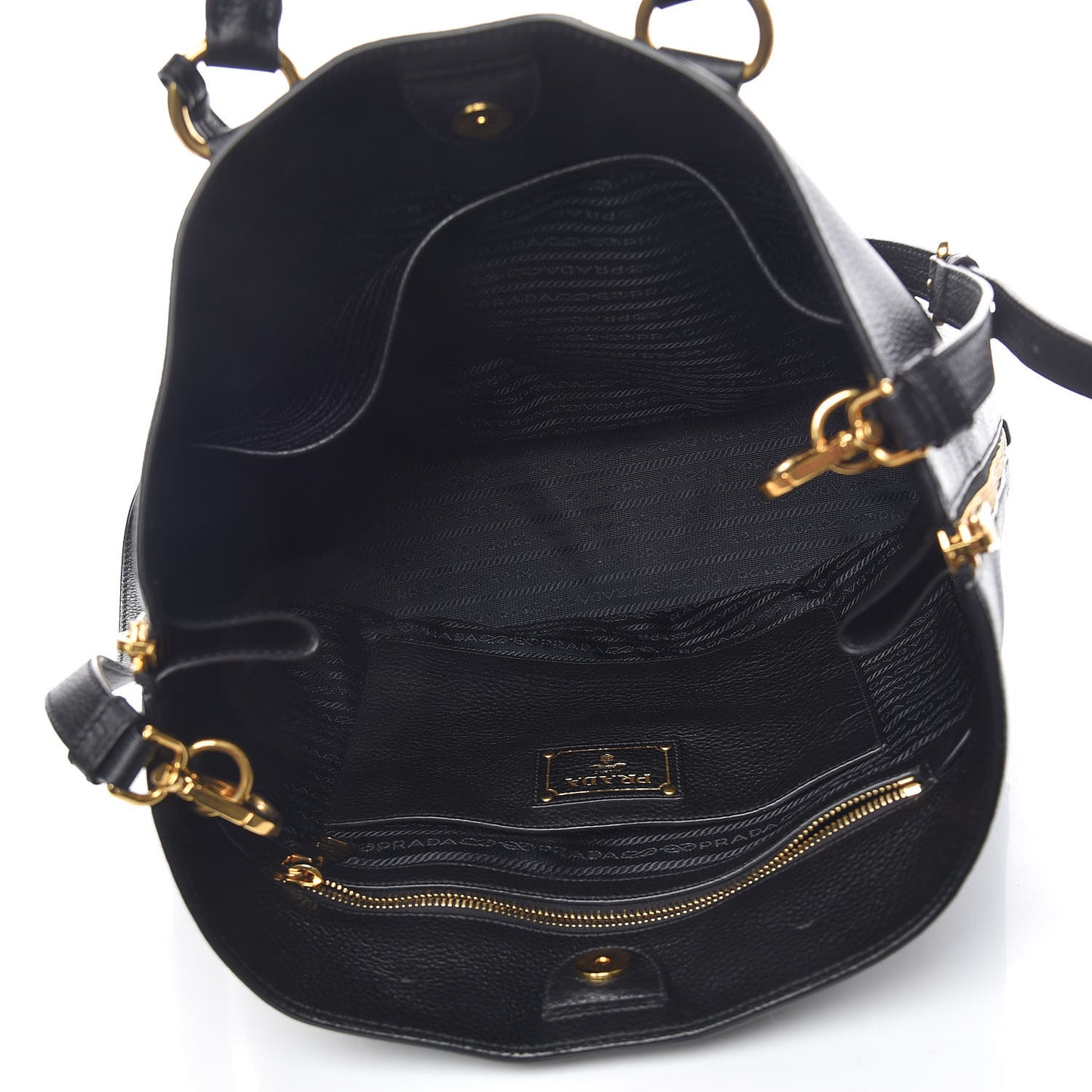 Vitello Daino Side Zip Tote Black
