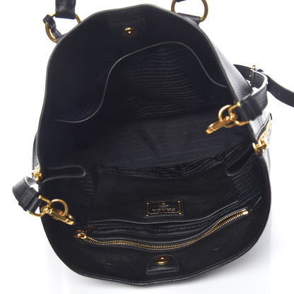 Prada Vitello Daino Side Zip Tote Black 5 of 11