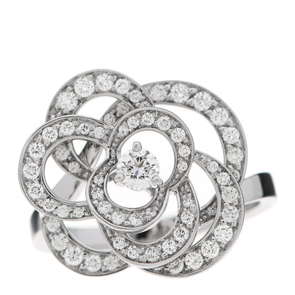 Chanel 18K White Gold Diamond Fil de Camelia Ring 54 6.75 1 of 7