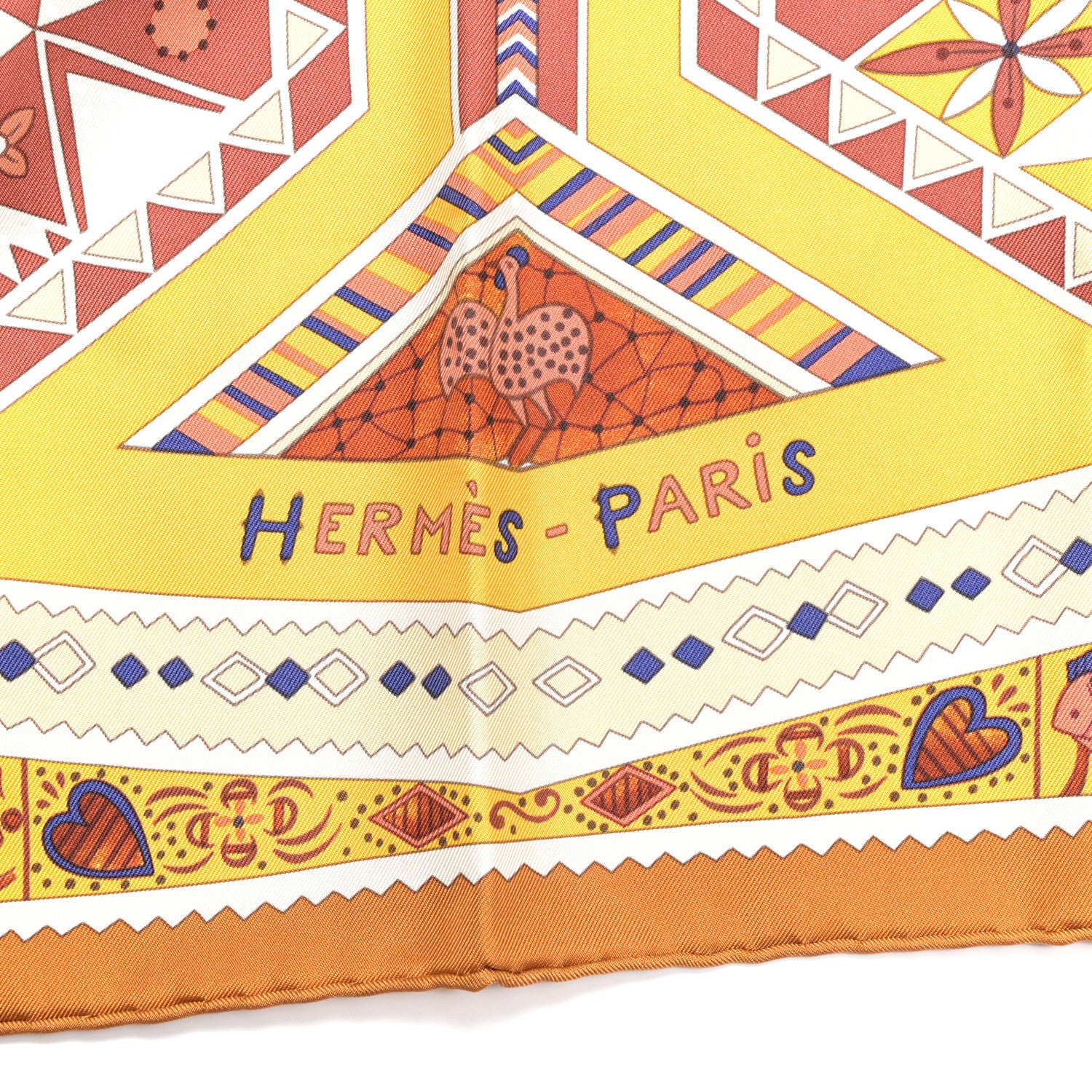 Hermes Silk Ors Bleus D’Afrique Scarf 90 Caramel Jaune D'Or Cannelle 2 of 4
