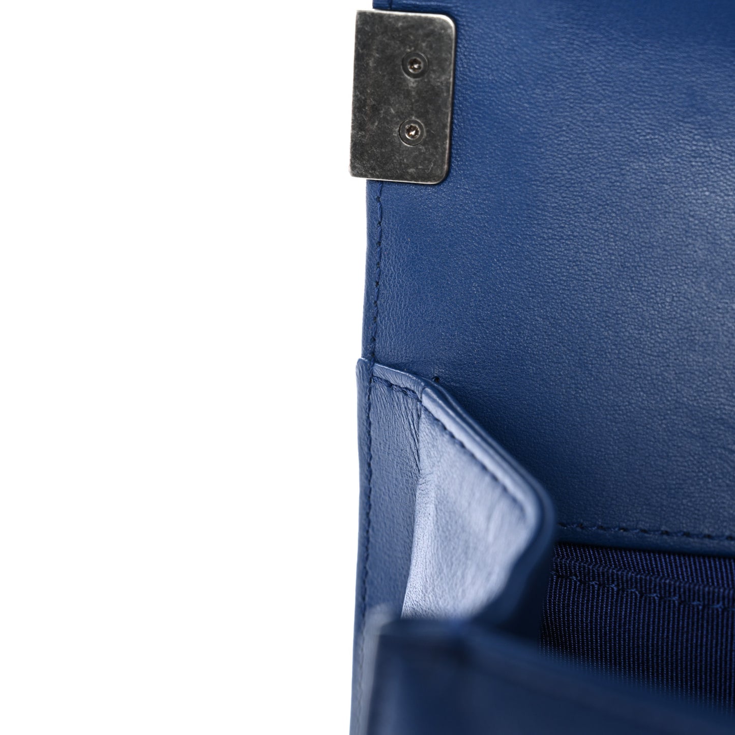 Lambskin Quilted Medium Boy Flap Blue
