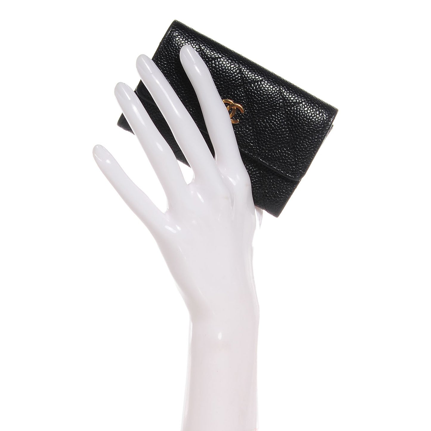 Caviar Quilted Flap Card Holder Black